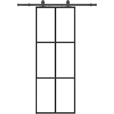 Maison Exclusive - Schiebetür mit Beschlag Schwarz 76x205 cm ESG-