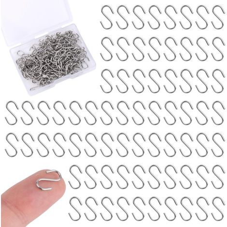 200pcs Mini Crochets S pour Suspendre, 1.3cm Acier Inoxydable Minuscules d'Ornement Métallique Petits Cintres en Forme de S Connecteurs Hooks (1/5)