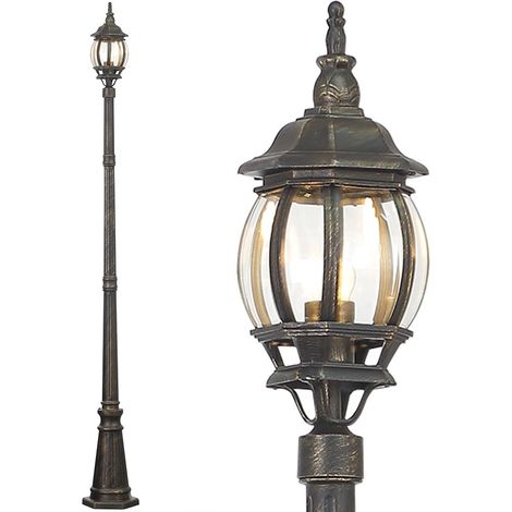 Lampione Vittoriano Classico da Giardino Lampada Esterno Alluminio 202cm Ottone (1/5)