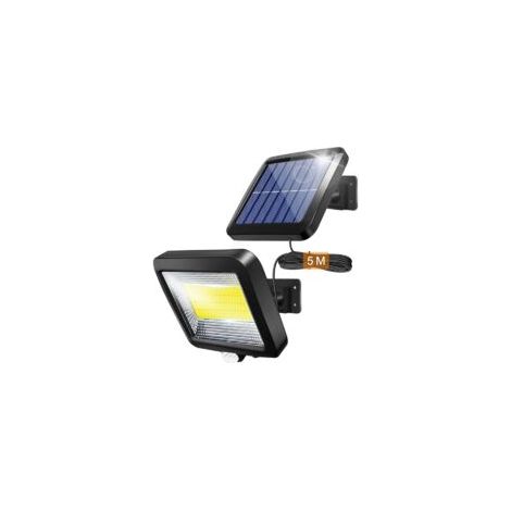 Foco solar exterior con sensor de movimiento infrarrojo, proyector LED 100COB con sensor, iluminación de seguridad, 180 lúmenes, resistente al agua IP65, para jardín, almacén, entrada - Crezuo