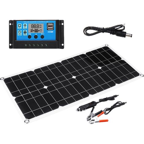 70-W-Solarpanel mit zwei 5-V/18-V-USB-Ausgängen, monokristallinem Silizium-Solarpanel und 10-A-Solarladeregler (1/5)