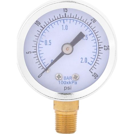 Hydraulisches Manometer, 0–30 psi Luft-, Wasser- und Öldruckanzeige – Crezuo