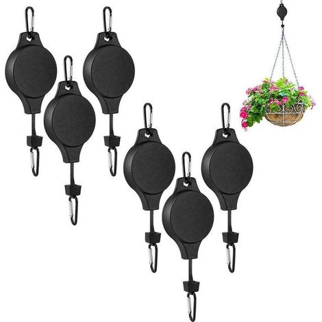 6 teiliges Hakenset Pflanzenhaken Ausziehbare Haken für Blumenampeln Pflanzenheber Verstellbar Hohe Tragkraft zum Aufhängen von Gartenampeln, Vog (1/5)