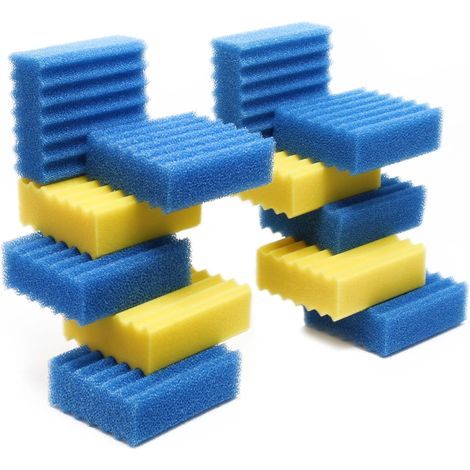 TAISHENGDA-Lot complet de 12 éponges filtrantes pour Filtre Biologique CBF-350C - 4 Jaunes, 8 Bleues - Pièce détachée Mousse de filtration - Matériaux filtrants pour bassin piscine eau (1/5)