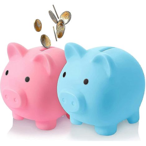 Lot de 2 tirelires cochon mignonnes en plastique, incassables, pour adultes. (1/5)