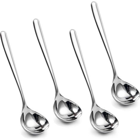 Ensemble de 4 louches en acier inoxydable SUS304 de 20,5cm, lavables au lave-vaisselle. Idéal pour les restaurants, la cuisine et les fêtes (1/5)