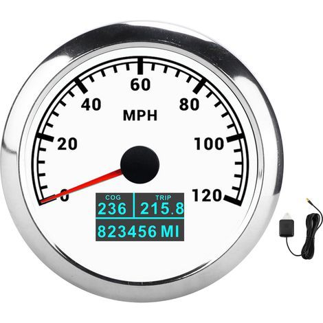 Compteur de vitesse GPS 3 en 1 120MPH Jauge de vitesse COG Trip Kilométrage total IP67 tanche pour camion de voiture de bateau marin. (1/5)