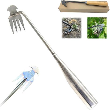 Jätgerät, Grab-Jätgerät, verbessertes Jätgerät, 4-zinkiges Jätgerät, manuelles, multifunktionales Jätgerät, geeignet für den Garten, Jätgerät (L, 30 cm)