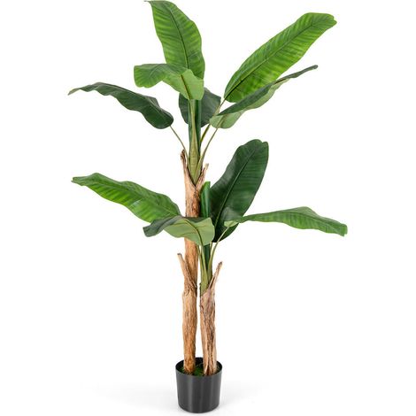 Pour Maison et Bureau Faux Bananier Plante Artificielle 165 cm Décoration Salon Entrée Grandes Feuilles et Tronc Texturé (1/5)