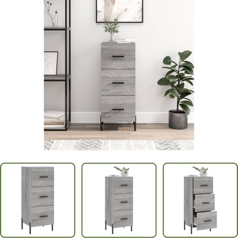 vidaXL Metallbeine - Sideboard Grau Sonoma 34,5x34x90 cm Holzwerkstoff (1/5)