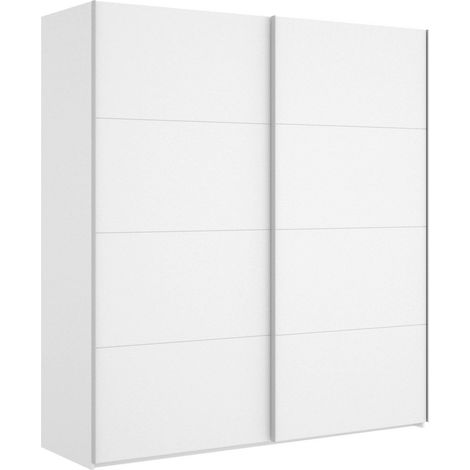 Dmora - Guardaroba Saltoro, Mobile appendiabiti per camera da letto, Armadio a 2 ante scorrevoli, 180x65h204 cm, Bianco, con imballo rinforzato