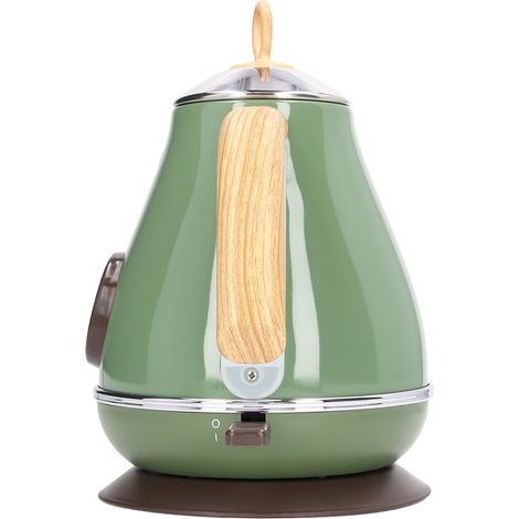 Bouilloire Électrique 1,7L Rétro à Motif Bois - Protection Séchage à Sec, Affichage Température, Prise UE 220‑240V, Vert (1/5)