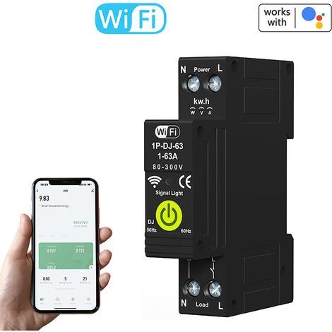 Interruttore automatico intelligente Tuya WiFi con contatore - Timer, misurazione bidirezionale dell'energia fotovoltaica, richiusura automatica, compatibile con Alexa - Funzione prepagata (1/5)