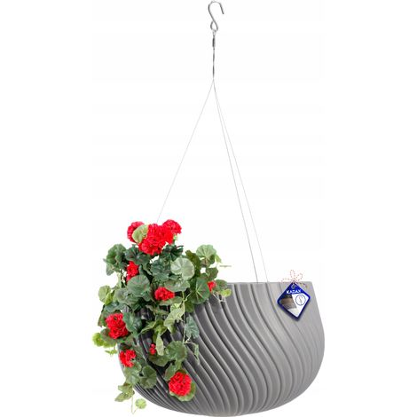 KADAX Hängetopf, Blumenampel mit Kette und Haken, 32 cm, Dunkelgrau
