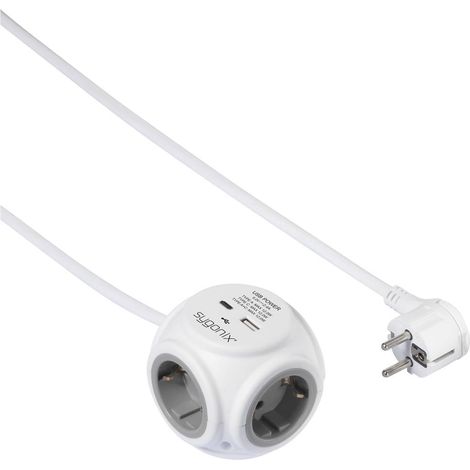Sygonix SY-5827192 Multipresa a cubo 3 scomparti Bianco, Grigio Schuko 1 pz. (1/5)