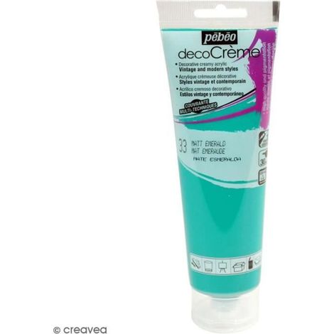 Peinture acrylique - PEBEO - DecoCrème - Couleur Emeraude - 120 ml - Finition Mat
