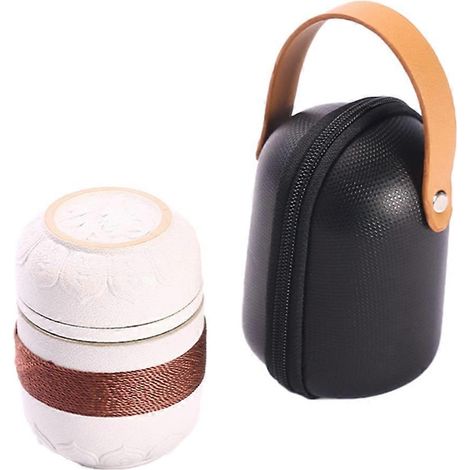 Service à thé portable en céramique noire, idéal pour les voyages et la maison, tasses de bureau et récipients à thé/café en céramique avec sac B (1/5)