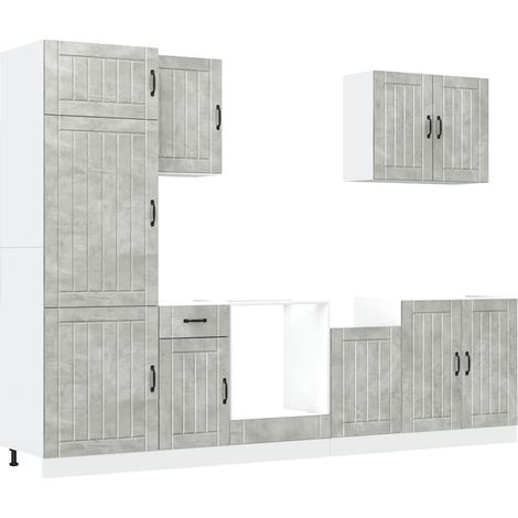 Maison Exclusive - Set Mobili da Cucina 7 pz Lucca Grigio Cemento in Truciolato