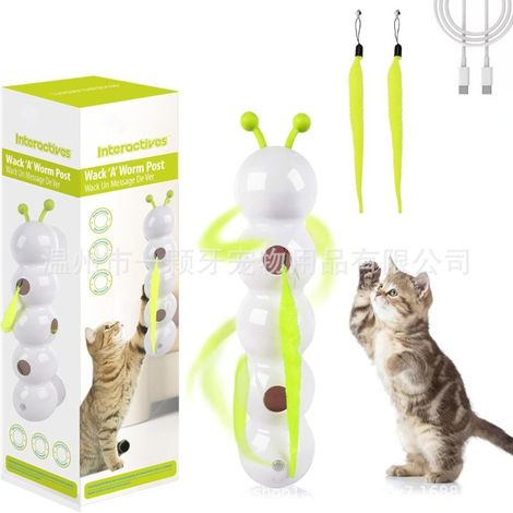 Irovami Jouet chat plume électrique – ventouse, vibrant, lapin blanc, auto (1/5)