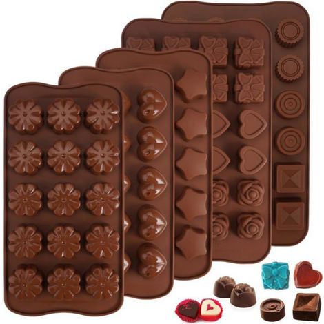 5 Moule à chocolat, Silicone alimentaire sans BPA, Résistant -60°C à 240°C, Anti-adhérent, Pour cuisine et pâtisserie (1/5)