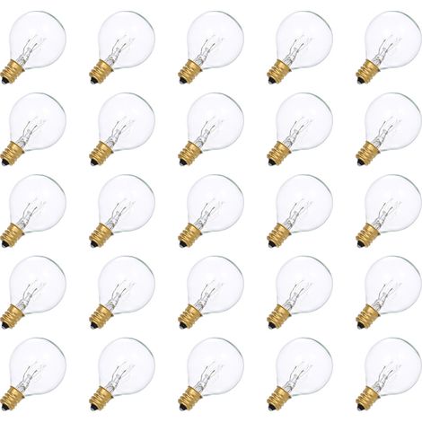 G40-Glühlampen mit E12-Sockel, 25 Stück, 230 V Wechselstrom, IP44 wasserdicht, warmweiß, für Lichterketten, Partydekorationen, Hochzeiten und andere Veranstaltungen. Tragbar.