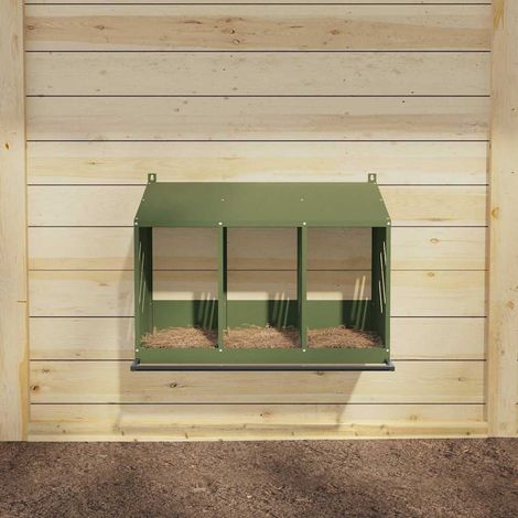 Nichoir à poules avec 3 compartiments vert olive métal