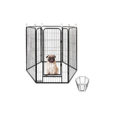 MaxxPet Parque para perros – Valla para perros interior y exterior - Parque para cachorros, conejos y otras mascotas - Zona de juegos plegable – Jaula con 6 paneles – 100x60 cm - Incl. cuenco (1/5)