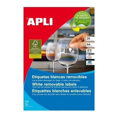 CAJA DE ETIQUETAS ADHESIVAS APLI A4 48.5MM X 25.4MM CIEN HOJAS 03054