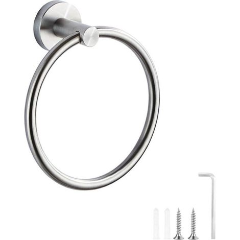 Porte-serviettes mural en acier inoxydable 304 brossé – Anneau porte-serviettes noir givré – Design élégant et robuste pour salle de bain (1/5)