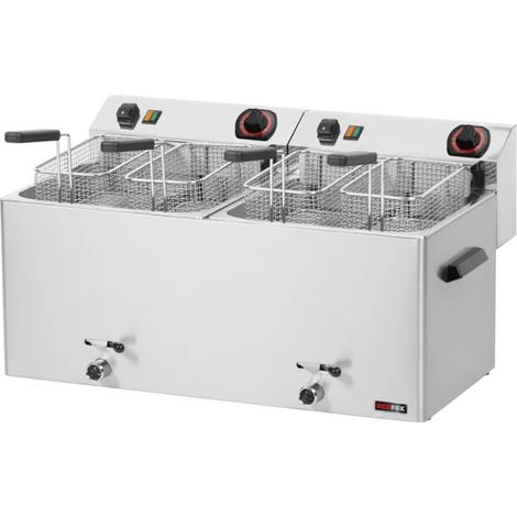 Friteuse électrique double 0,74 kW/l, 11+11 l TOP avec robinet de vidange 400 V REDFOX - FE 1010 TD - REDFOX