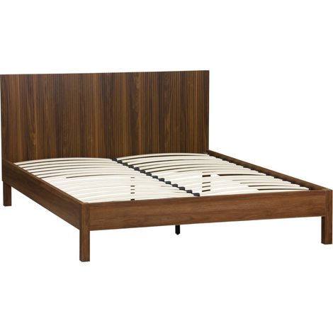 sweeek - Bett mit Lattenrost und Kopfteil 160x200cm Holzdekor (1/5)
