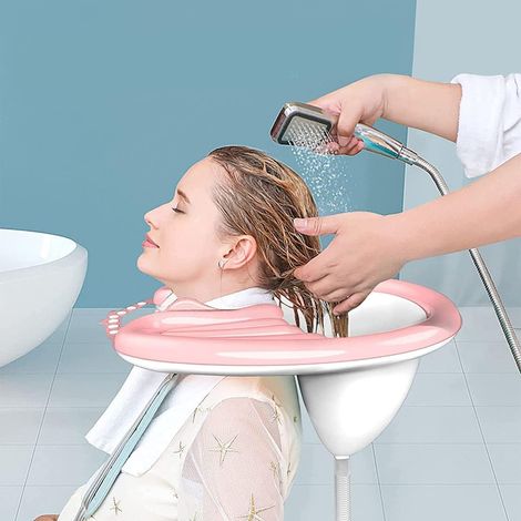 Lavabo à Cheveux Gonflable Bassin Gonflable pour Laver Les Cheveux Portable Bac à Shampoing Domicile avec Pompe à Air et Drainage pour Femmes Enceintes Blessées Alitées