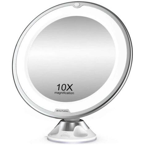 10x Magnifying Makeup Mirror with LED Lights 1 Ball Joint 360° Adjustable Attachment Portable Cosmetic Mirror, for Bathroom, Travel (1/5)