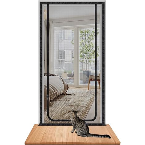 Zanzariera per gatti VHV 120x240 cm - Zanzariera antigraffio con cerniera - Adatta per soggiorni, cucine, balconi e terrazze - Nera (1/5)