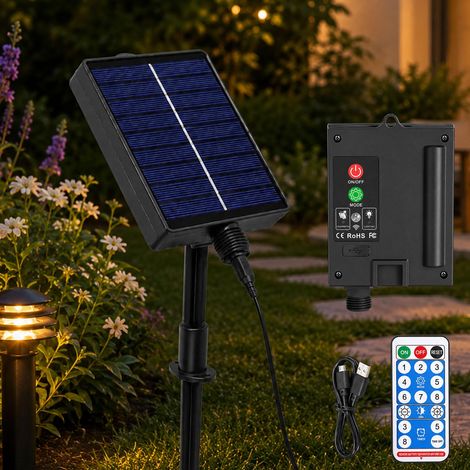 Kit de boîte de commande de panneau solaire 1200 mAh, panneau de batterie au lithium 3,7 V, guirlande lumineuse avec télécommande, charge solaire et charge USB, charge CC, installation facile, pour (1/5)