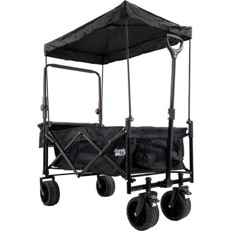 GardenTek Festival Trolley on Wheels, Brakes, Canopy and Side Box 100kg Load 120L Capacity (1/10)