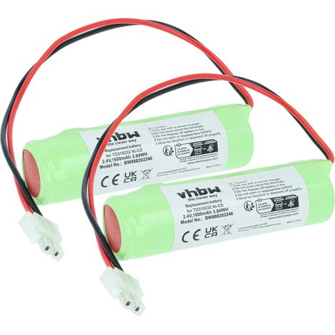 vhbw 2x Battery compatible with Schneider RILUX 6, LUXA, RILUX  Escape Route, Emergency Light (1600 mAh, 2.4 V, NiCd) (1/5)