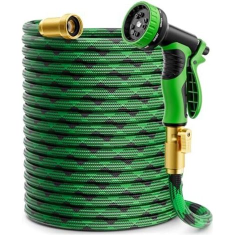 Tuyau d'arrosage, tuyau non extensible, équipé de 10 buses multifonctions, portable, adapté au lavage de voiture et à l'entretien de la pelouse, tuyau long et léger. (1/5)