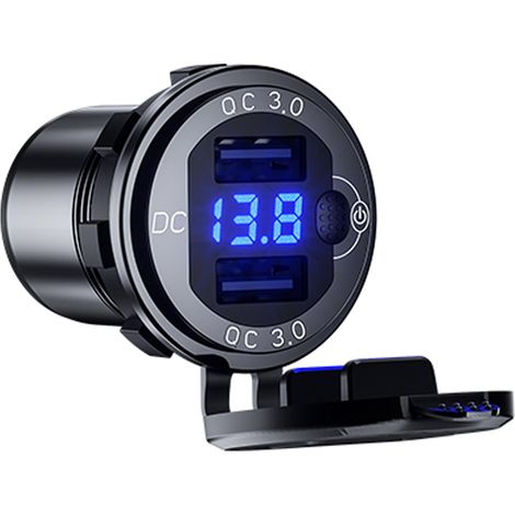 BIKETEC PRO PRESA PER MOTO 2X USB-A 3.0 QC CON VOLTMETRO (EL) (1/4)