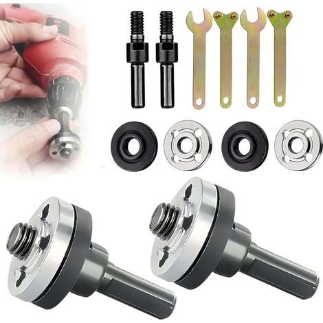 10-teiliges Umrüstset für Bohrmaschine zu Winkelschleifer, modifizierter Winkelschleiferadapter, Metalltrennscheibenadapter mit Schraubenschlüssel (1/4)