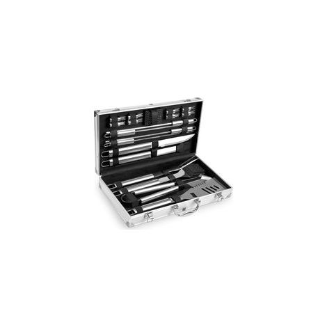 Kit Barbecue en Acier Inoxydable - Mallette de Rangement en Aluminium - Utensiles pour BBQ Professionnel - Set de 18 Pièces (1/5)
