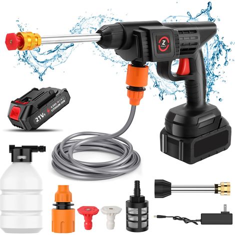 Pistola ad acqua ad alta pressione senza fili 21V 50bar schiuma Wireless produce pistola per autolavaggio 50BAR per macchina utensile da giardino per la casa automatica, con 1 batteria
