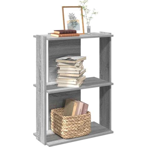 Librería 3 estantes madera ingeniería gris 60x30x80 cm (1/5)