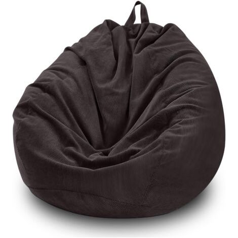 Pair - Housse de pouf poire en velours côtelé doux - Housse de pouf de rangement pour enfants, adultes, animaux de compagnie, chiens, chats (gris foncé) (1/5)