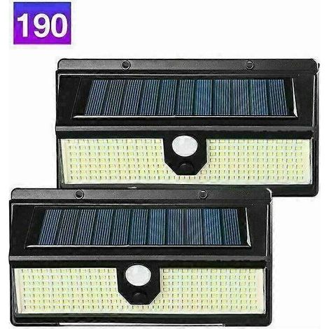 Lot de 2 lampes solaires d'extérieur à 190 LED avec détecteur de mouvement, étanches et sans fil, idéales pour le jardin.