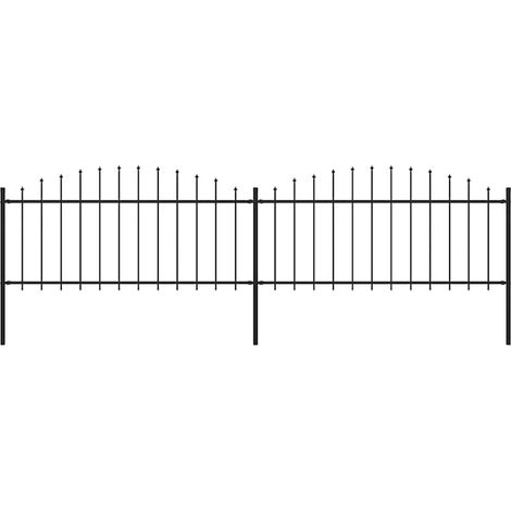 Clôture de jardin à pointes de lance, acier (0,5 - 0,75) x 3,4 m, noire
