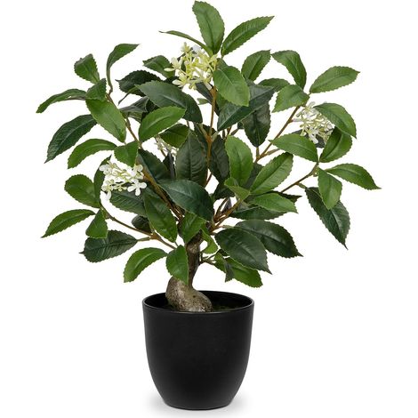 Plantes d'intérieur artificielles de 40 cm - Laurier vert dans des pots noirs - Petites plantes décoratives en pot (1/5)