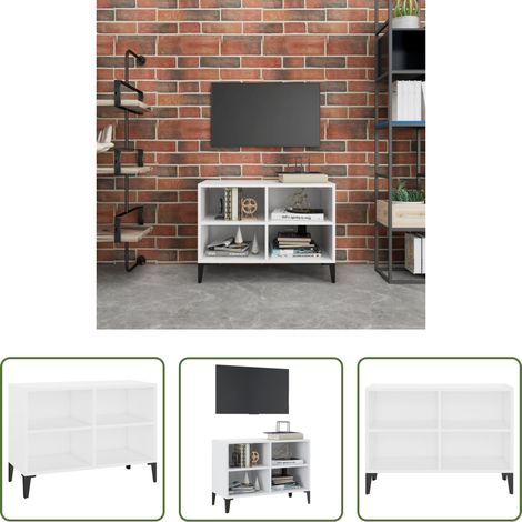 Schrank für TV - TV-Schrank mit Metallbeinen Weiß 69,5x30x50cm (1/5)