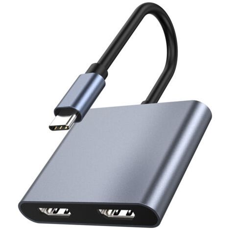 Adaptateur USB C vers double HDMI, prend en charge double 4K @ 60 Hz, 4 en 1 USB de type C vers double moniteur, adaptateur multiport pour MacBook Pro/Air, Surface, Dell, LenovoYoga, Chromebook et (1/5)