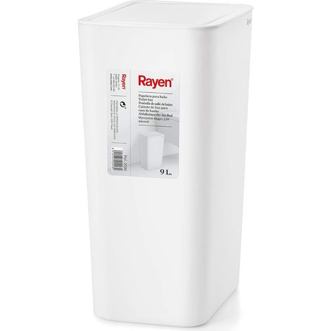 Poubelle de Salle de Bains - Capacité de 9 litres - Couleur Blanche - 22 x 16 x 33cm - avec Couvercle (1/5)